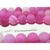 10 perles Agate craquelé  8mm effet givre rose fushia