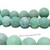 2 perles Agate craquelé  12mm effet givre vert d'eau
