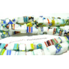 10 pieces perles en verre 8mm Cube Millefiori  blanc Multicolore