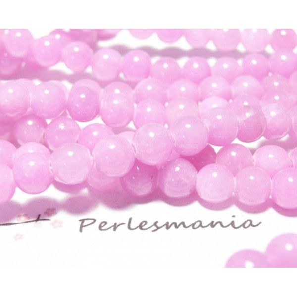 10 perles  jade teintée couleur rose 6mm