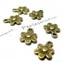 Apprêt bijoux 50 pendentifs petites fleurs ref 2D1553 Bronze