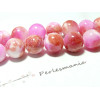 5 perles  jade teintée 10mm fushia orange R73029 