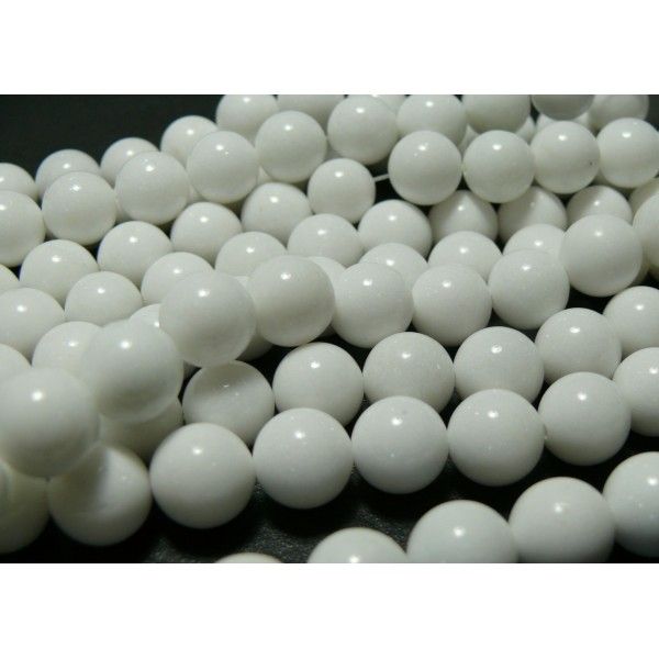 65 perles  jade blanc 6mm ( le fil ) 