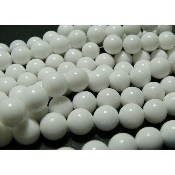 5 perles  jade blanc 10mm 