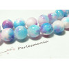 10 perles  jade teintée 6mm rose et bleu R73108 