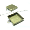 10 Supports pendentif carré 16mm  BR bord épais attache ronde 