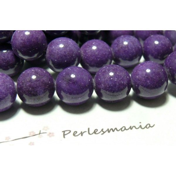 Perles pour bijoux 5 perles  10mm jade violet 