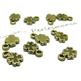 Apprêt bijoux 20 pendentifs mini trèfles ref 2DA8121 Bronze 