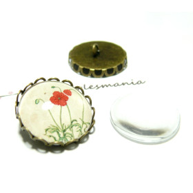 20 pièces: 10 supports 20mm Boutons de manchettes  vague BR et 10 cab 