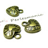 Apprêt bijoux 10  pendentifs coeur stylisé ref 2D2114 bronze 