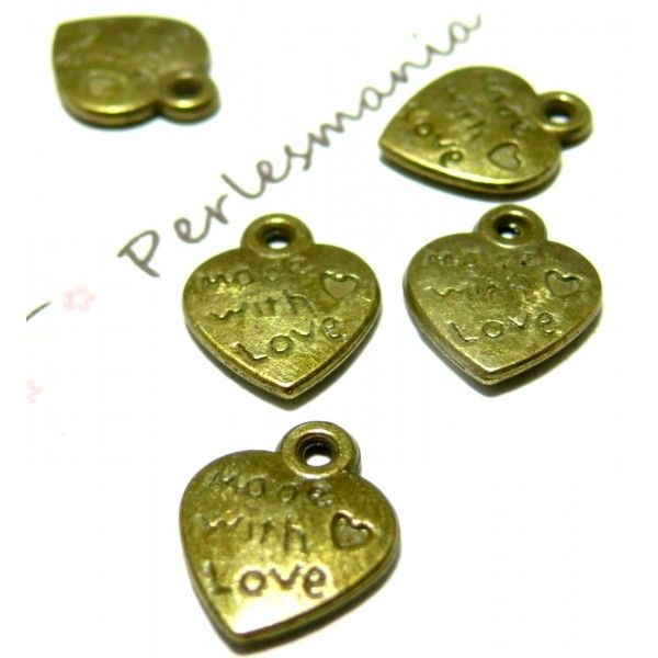 Apprêt bijoux 20 pendentifs  Made with love Bronze 2Y1121 