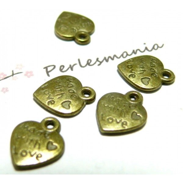 Apprêt bijoux 100 pendentifs  Made with love Bronze 