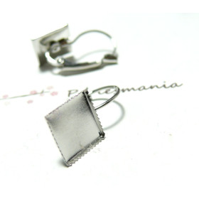 10 Boucles d'oreille  carré plateau PP 10mm 