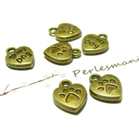 Breloques Coeur, Chien My Dog 13x10mm – Bronze