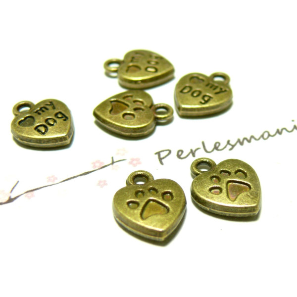 Breloques Coeur, Chien My Dog 13x10mm – Bronze