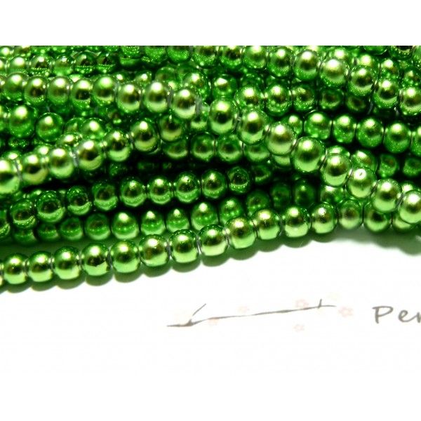 TOP prix 100 perles ( le fil ) de verre nacré 4mm 