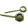 Apprêt bijoux 1 Support de barrette ref 2M3107 fleur  bronze 