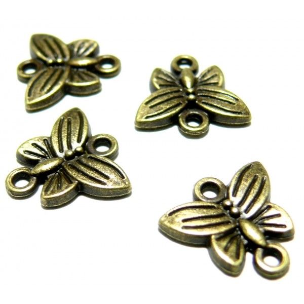 Apprêt bijoux 50 connecteurs papillon ref 2D1557 Bronze 