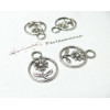10 breloques fleur dans rond VA  ref 2B4222 