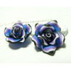 1 fleur cabochons  fimo bleu violet 20mm 