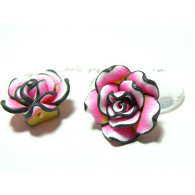 1 fleur cabochons  fimo jaune rose 20mm 