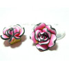 1 fleur cabochons  fimo jaune rose 20mm 