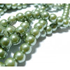 25 perles de verre nacre vert olive 8mm ref 2G3575 