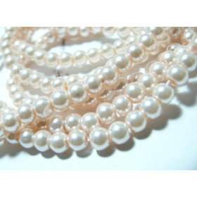 30 perles de verre nacre rose poudré 6mm ref 2G3675 