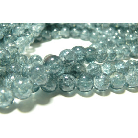 1 fil de150 perles de verre craquelé  2G5914 duo gris 