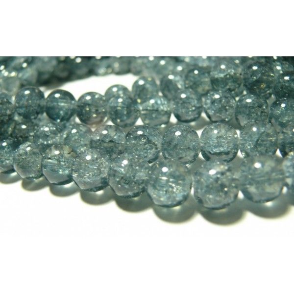 25 perles de verre craquelé  ref 2G5918 duo gris bleu 