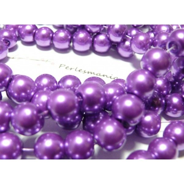 20 perles de verre nacre violet  10mm ref HY67 