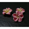 2 fleurs cabochons  fimo rose 21mm ref 2G3415 