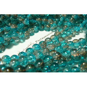 50 perles de cristal craquelé bicolore 8mm bleu gris ref 