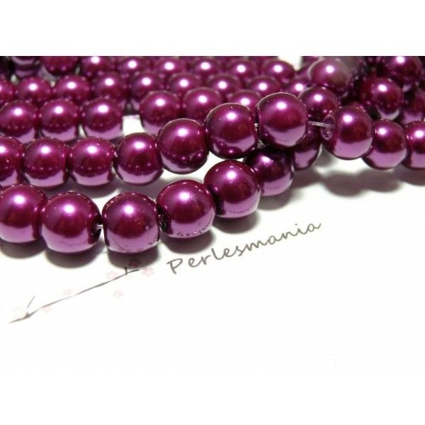 30 perles de verre nacre violet pourpre ref 4DB35  4mm 