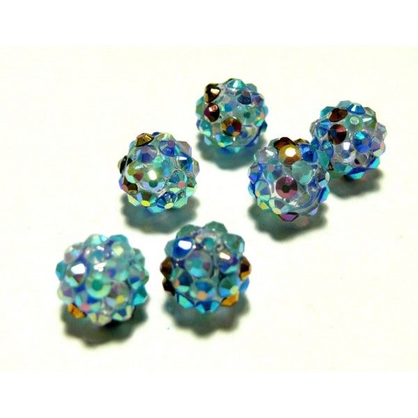 Apprêt 10 perles shambala bleu irise12*10mm M0196
