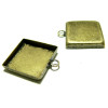 1 Support pendentif carré 18mm  BR bord épais attache ronde 