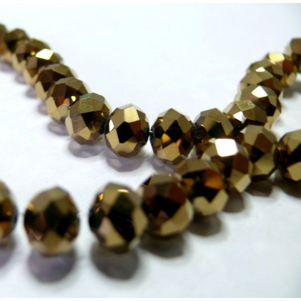 1 fil environ 100  perles facettées rondelles bronze doré 3 par 4mm ref 2J1115