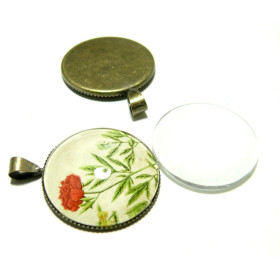 20 pièces: 10  pendentif 25mm plateau attache triangle BR et 10 cab