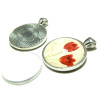 12 pièces: 6  pendentif rond 25mm PP  qualité extra  et 6 cab 