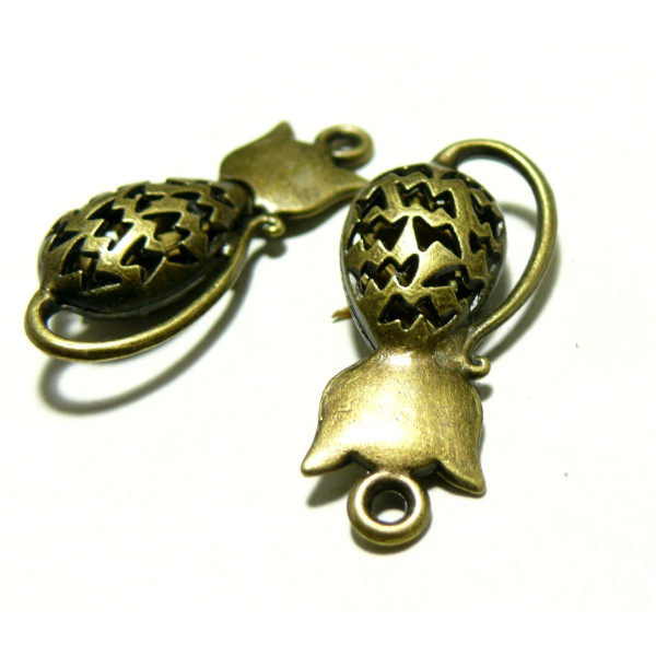 Pendentifs Breloque Chat 3D 16x36mm – Bronze Antique