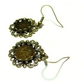 10 Boucles d'oreille retro fleur bronze ref 26745 pour collage digital