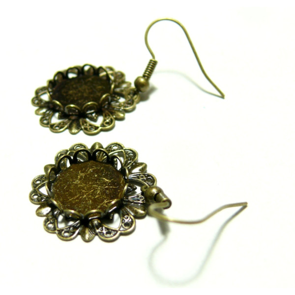 Boucles d'Oreille Rétro Fleur Bronze pour Collage Digital 12mm