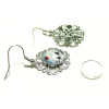 4 pièces: 2 Boucles d'oreille retro fleur argent platine ref 26745 et 2 cab