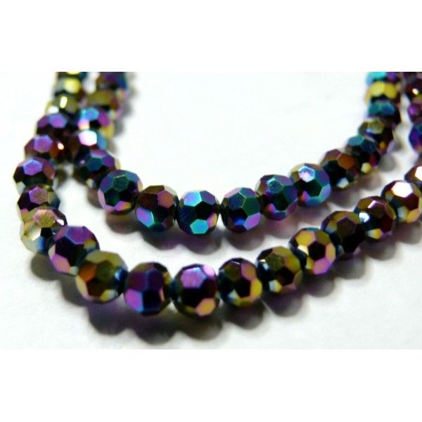 10 perles de cristal facetté multicolore ronde 8 par 10mm 2J1609