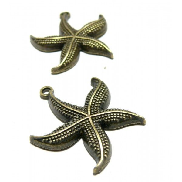 Apprêt bijoux 10 breloques étoiles de mer 2D4502 Bronze 
