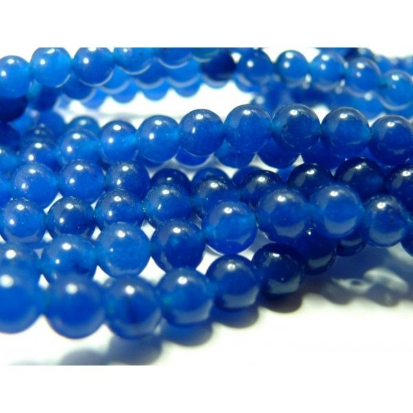 Apprêt bijoux 10 perles  jade  6mm bleu nuit