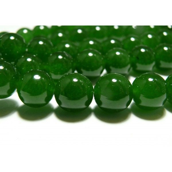 Apprêt bijoux 10 perles 8mm jade teintée couleur vert 