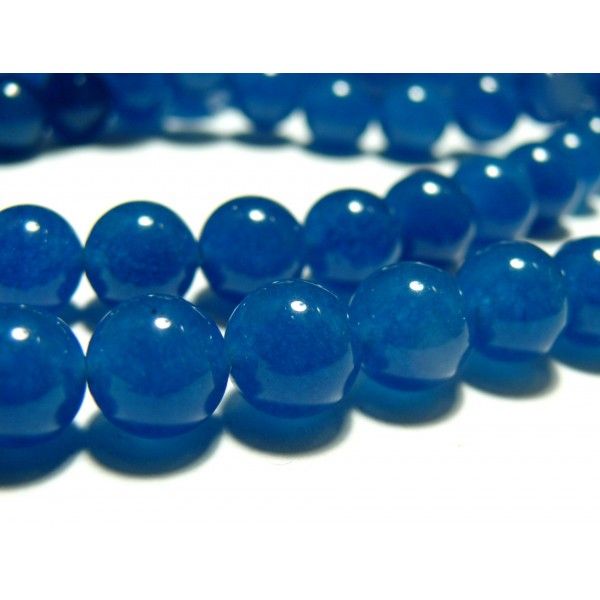 Apprêt bijoux 10 perles 6mm jade teintée couleur bleu lagon