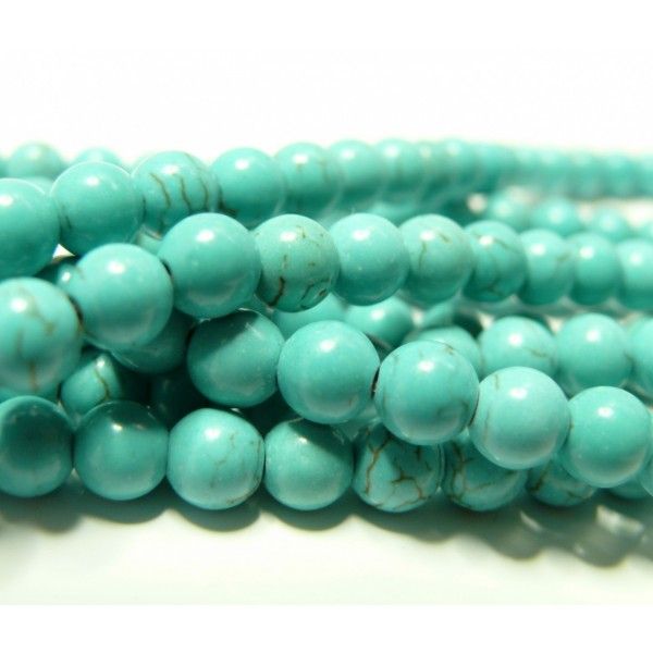 Apprêt  bijoux 1 fil de 95 perles Turquoise Howlite  4mm