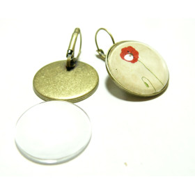 4 pièces: 2 Supports Boucle d'oreille  25mm  qualité couleur BR et 2 cab